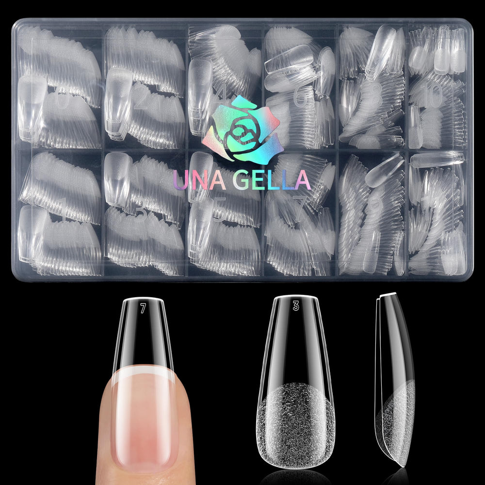 UNA GELLA 600pcs nail tips pack ensures ample supply.