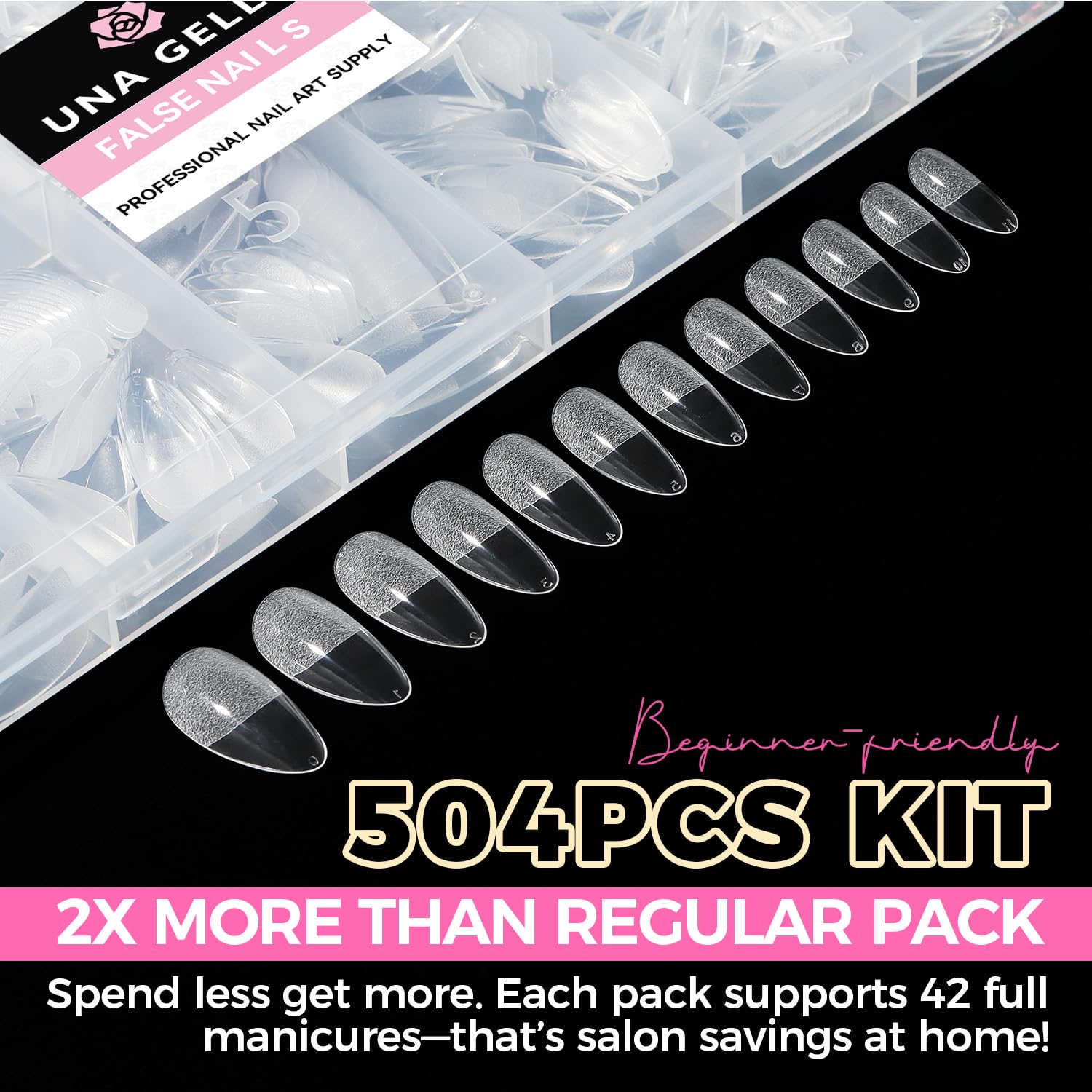 UNA GELLA Almond Tips last up to three weeks with proper use.