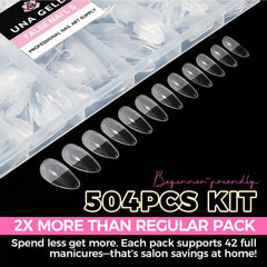 UNA GELLA Almond Tips last up to three weeks with proper use.