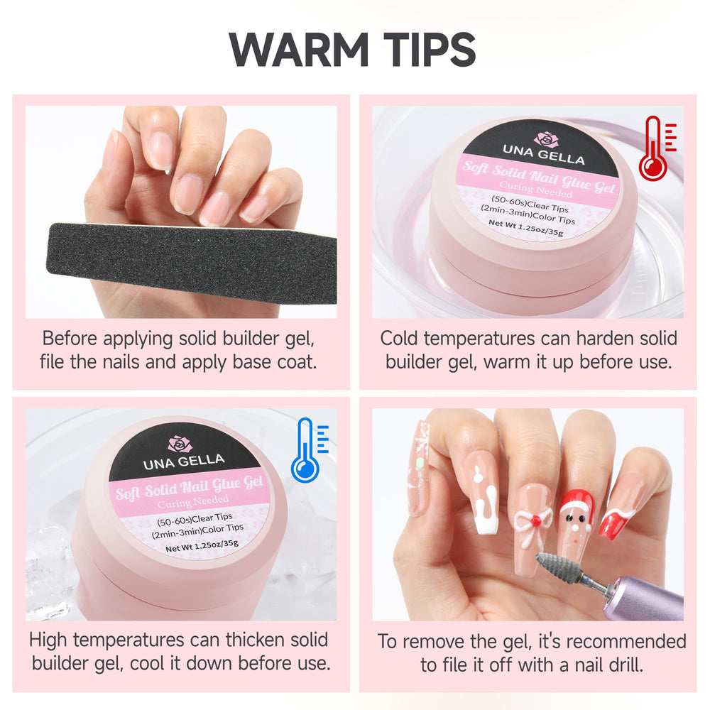 UNA GELLA builder gel after cure shows long-lasting shine