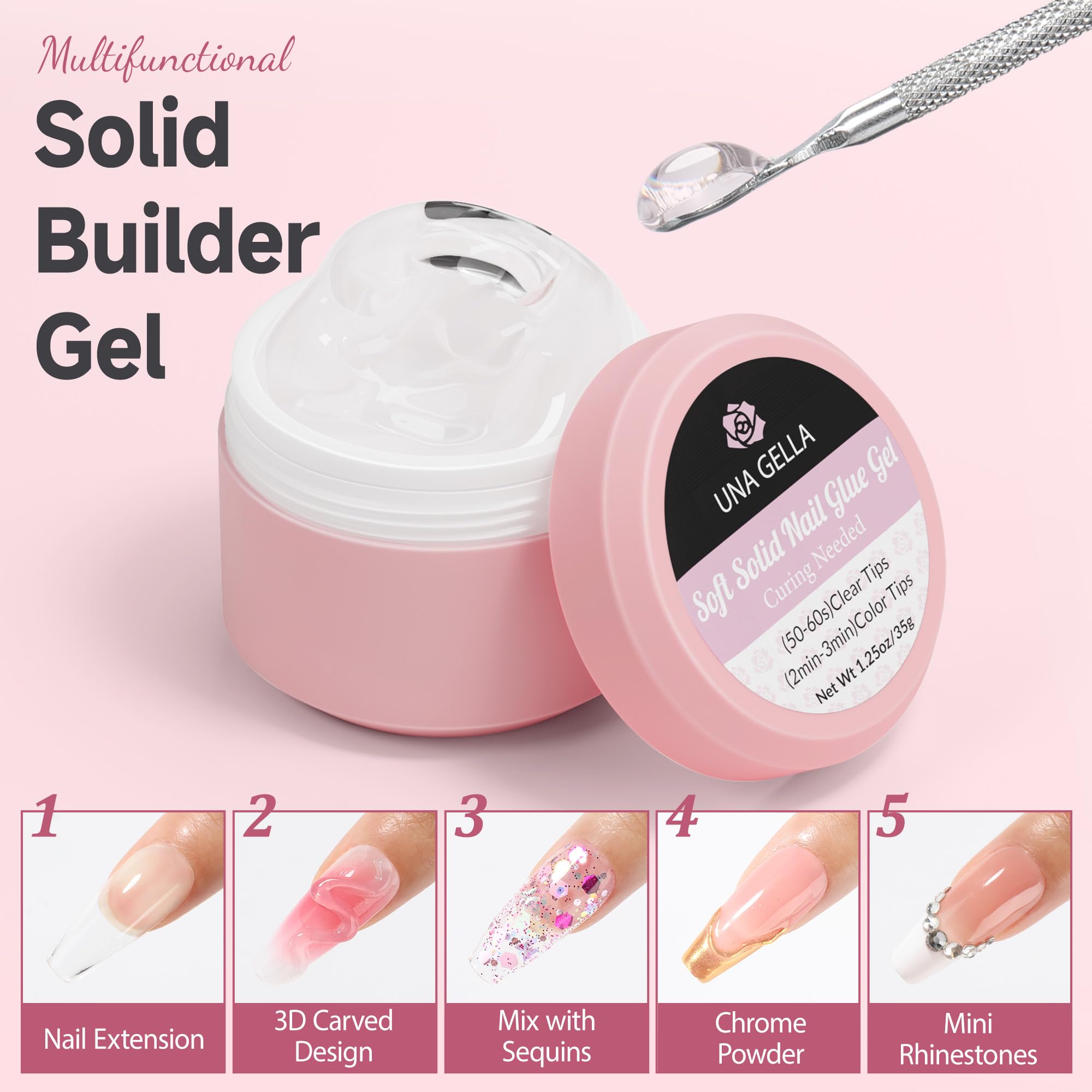 UNA GELLA builder gel displays soft non-sticky texture for shaping