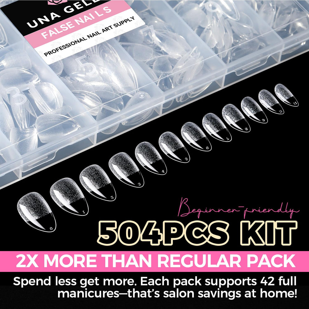 UNA GELLA clear almond tip no-trace design for precise shaping