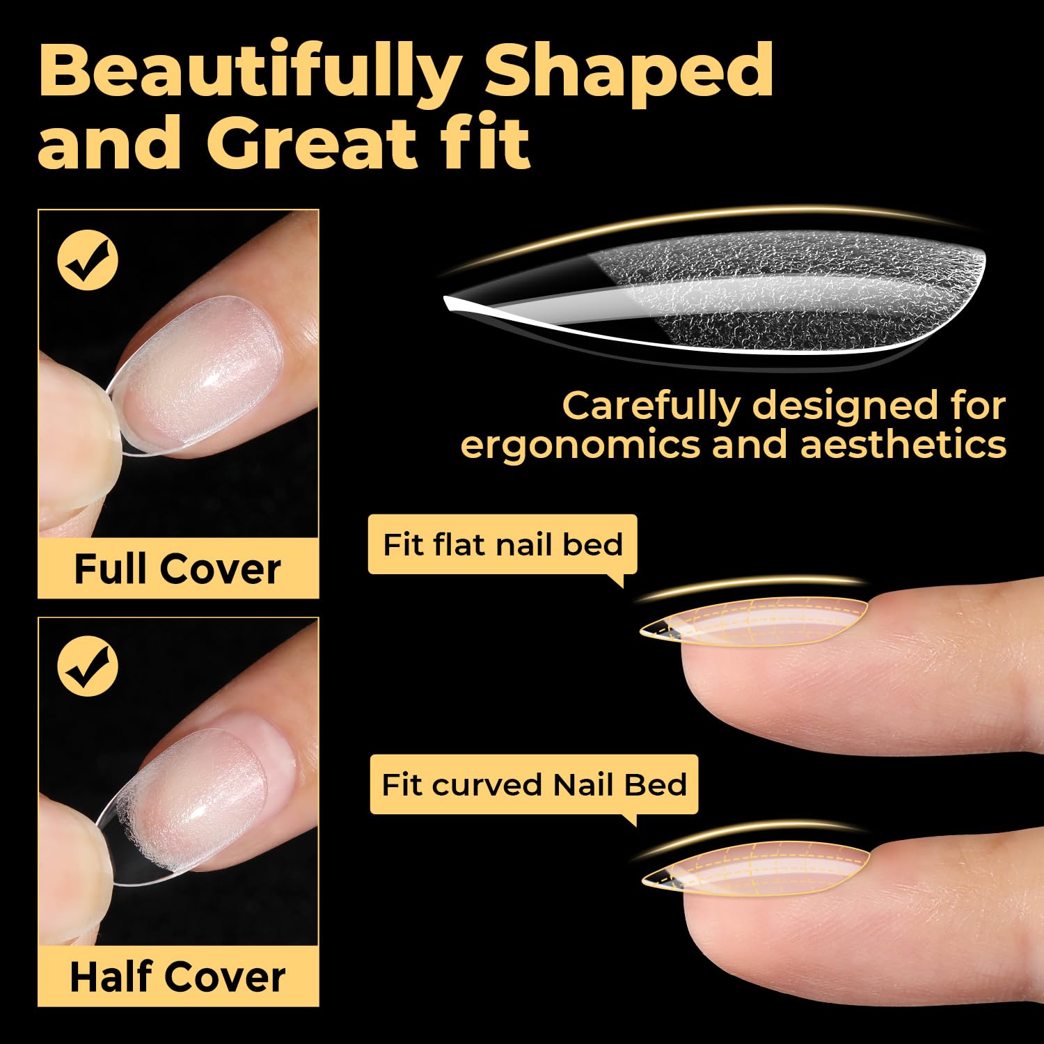 UNA GELLA clear full-cover tips for seamless natural-looking extensions