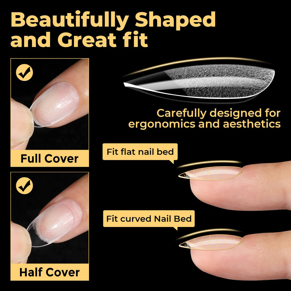 UNA GELLA clear full-cover tips for seamless natural-looking extensions
