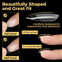 UNA GELLA clear full-cover tips for seamless natural-looking extensions