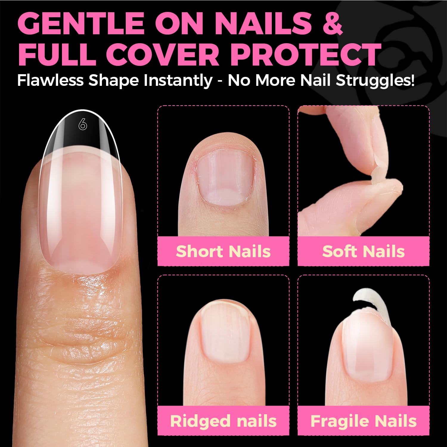 UNA GELLA clear gel tips enable quick at-home application.