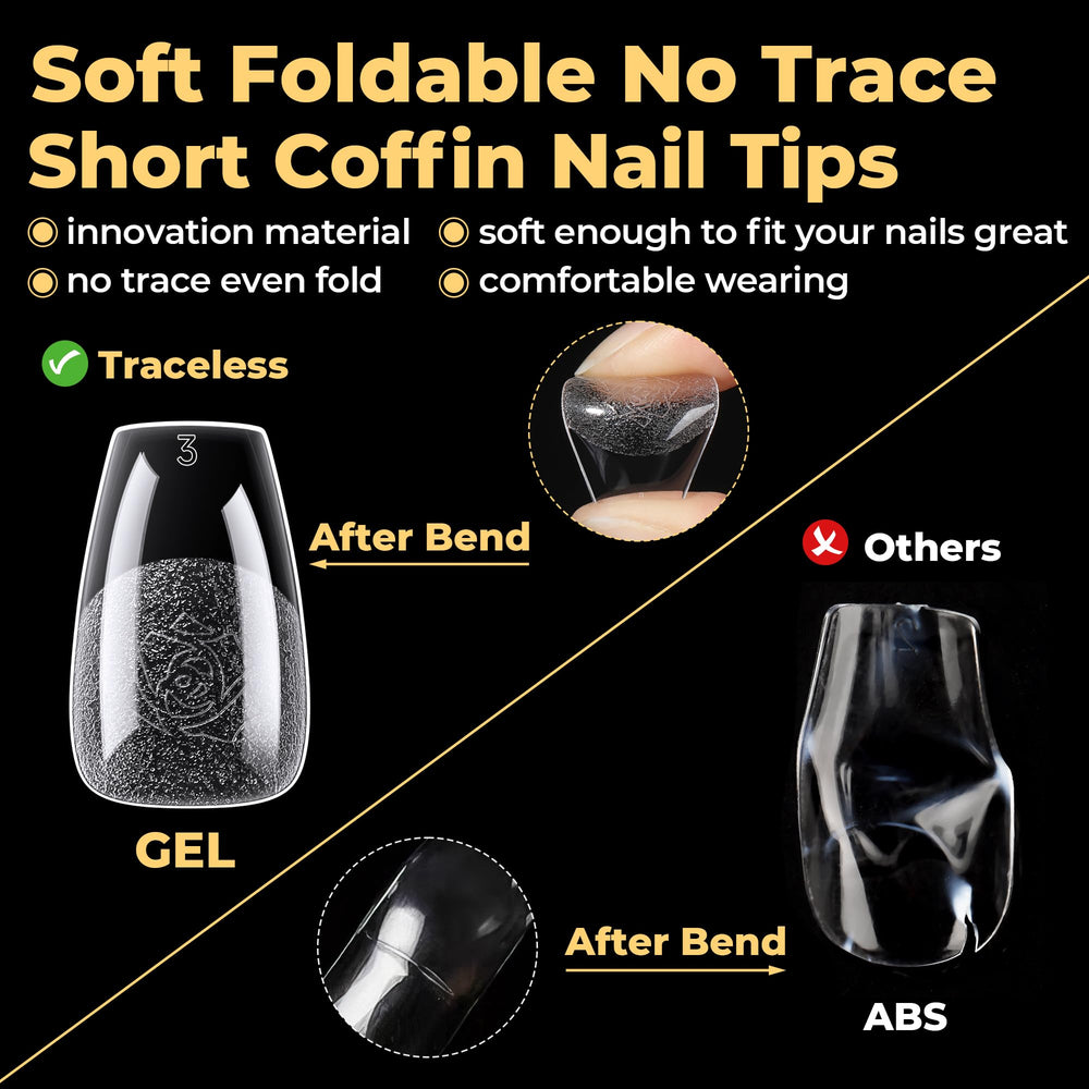 UNA GELLA clear coffin tips shown under sunlight for a pristine finish