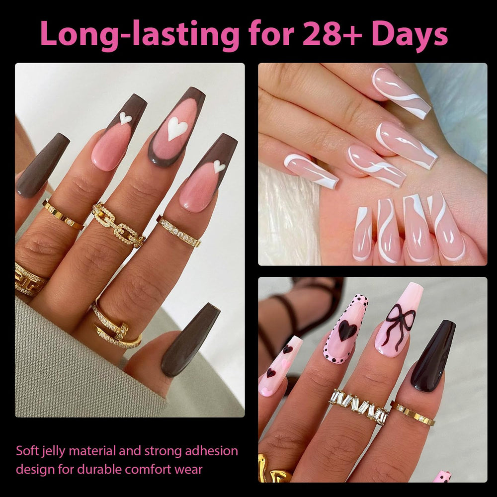 UNA GELLA coffin tips 12 sizes top-number helps quick fit for precise nail shaping