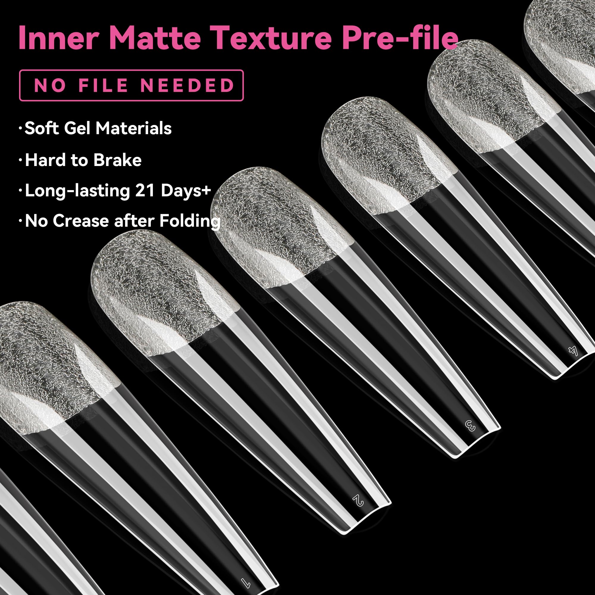 UNA GELLA coffin tips thin back edge fits natural nails