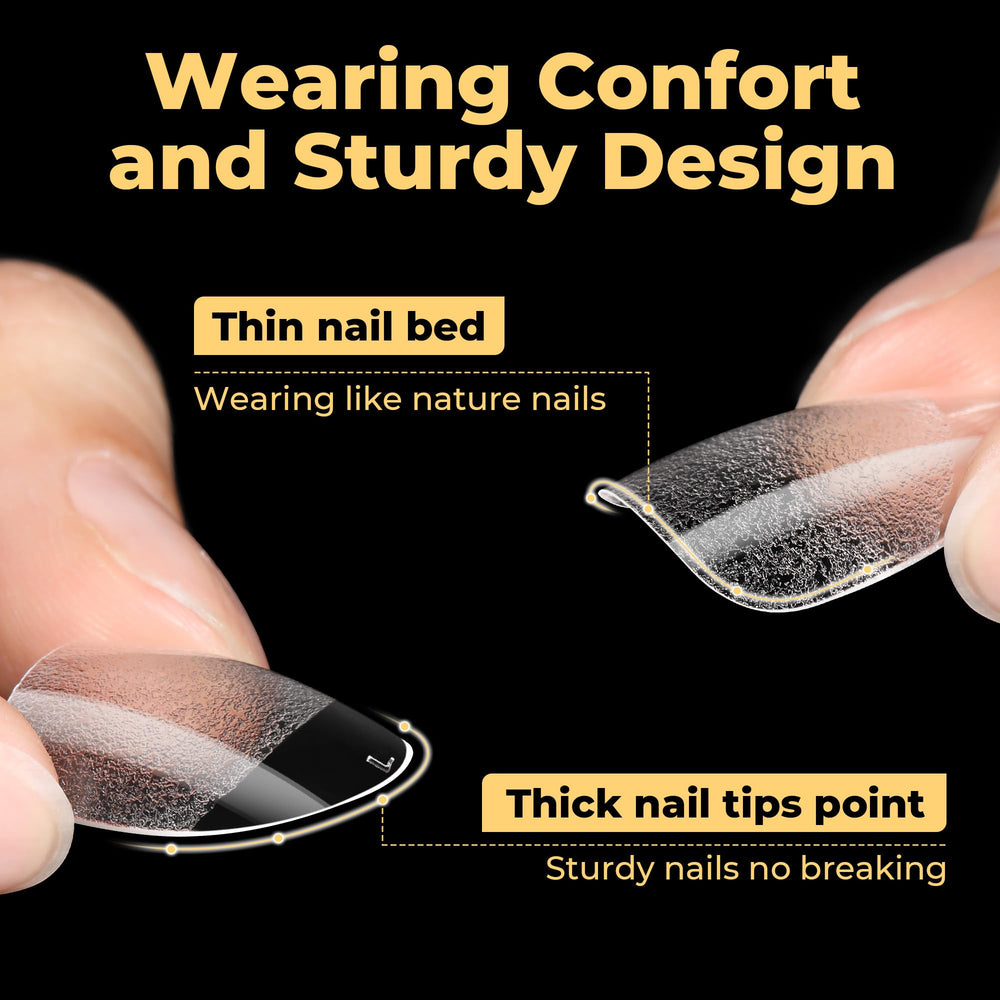 UNA GELLA easy-press-on application demonstrates quick nail extension
