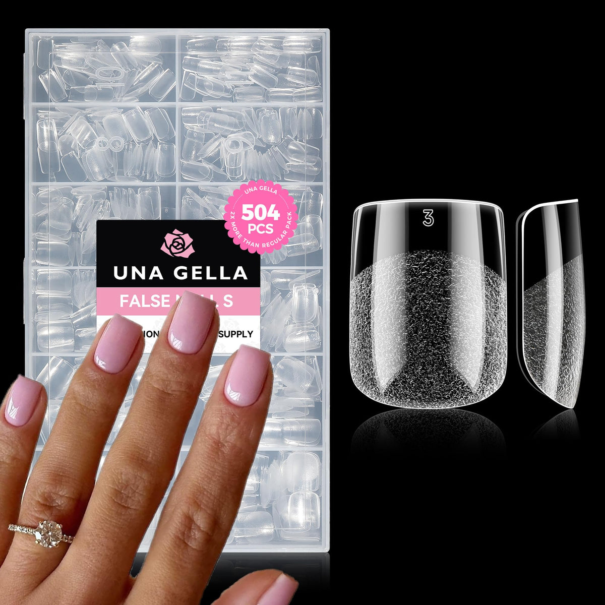 UNA GELLA extra short square tips; quick at-home manicure.