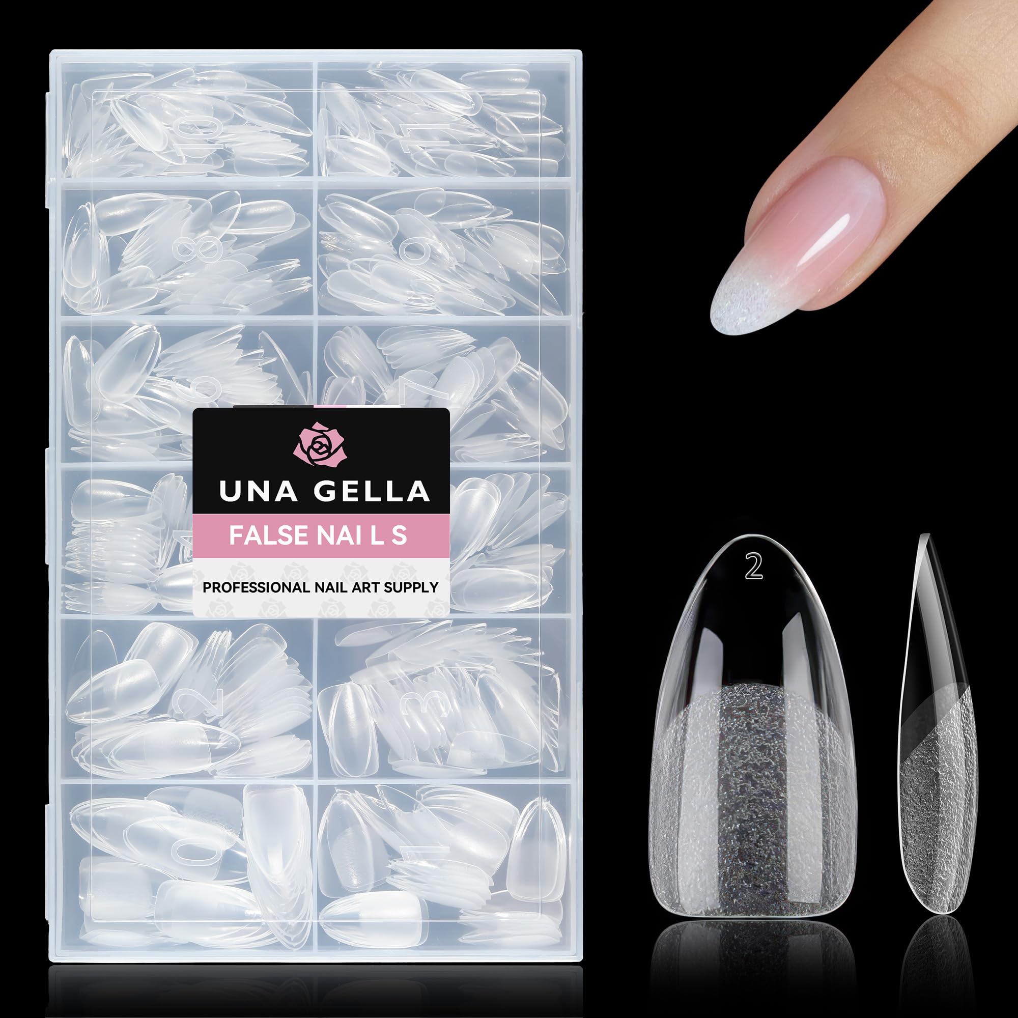 UNA GELLA full-cover clear tips support versatile nail art and extensions.