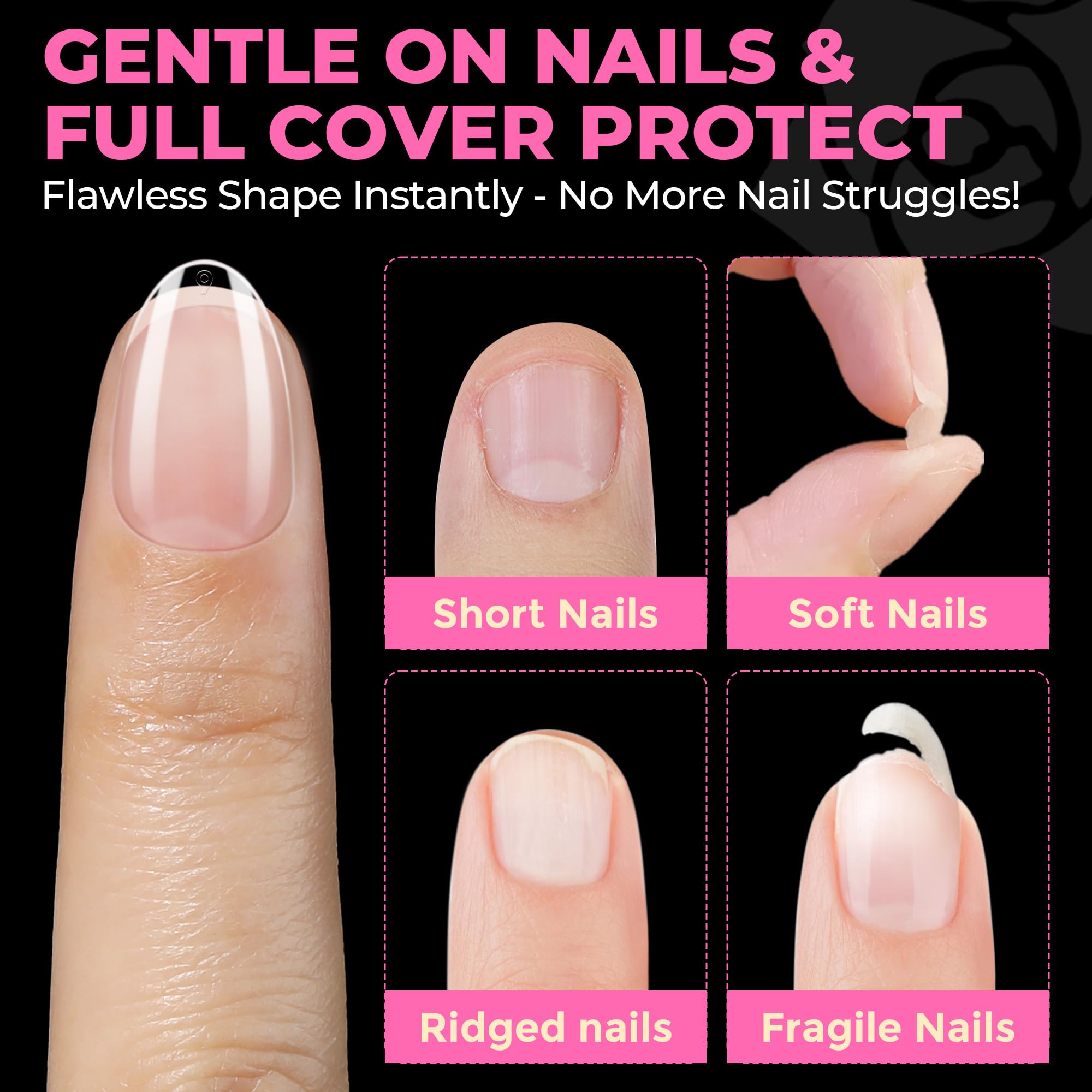 UNA GELLA full cover gel tips ready for DIY press-on manicures.