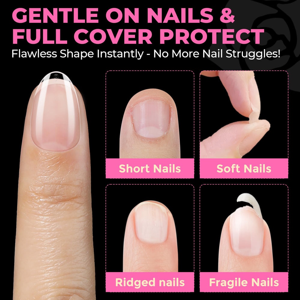 UNA GELLA full cover gel tips ready for DIY press-on manicures.