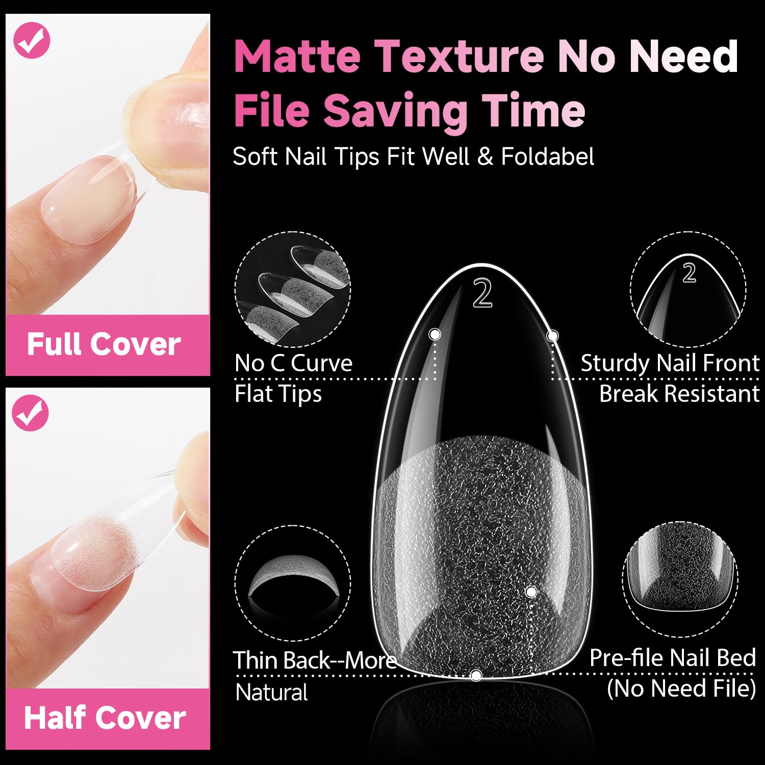 UNA GELLA gentle curve edges reduce gaps for smooth nails.