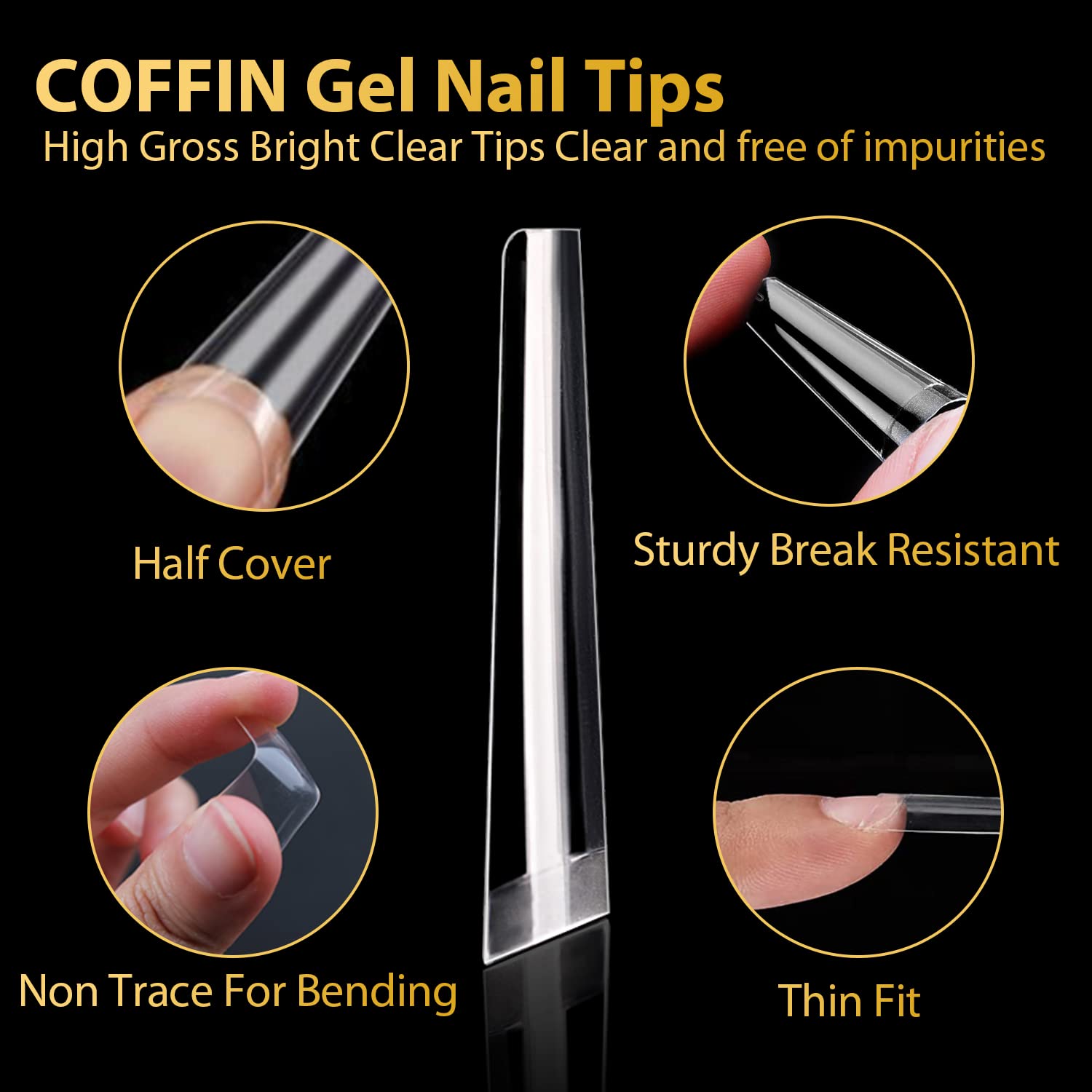 UNA GELLA half-cover gel tips offer secure adhesion with a seamless extension look.