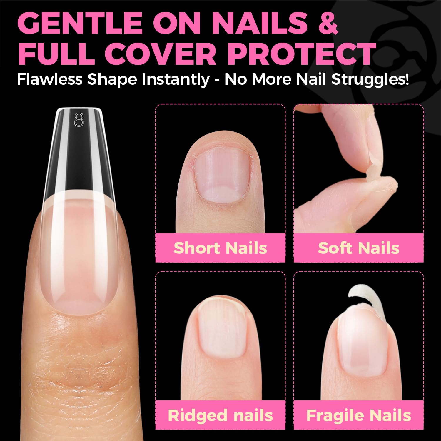 UNA GELLA high-shine clear tips offer lasting wear and glossy finish