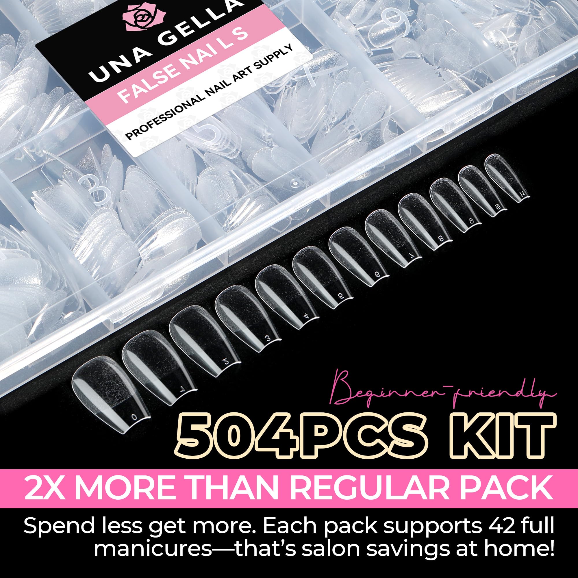 UNA GELLA long-lasting coffin tips can reach up to 21 days with proper care.