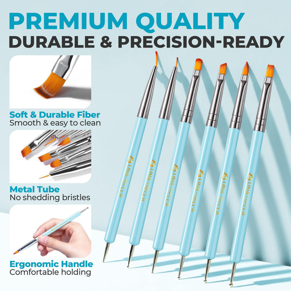 UNA GELLA dual-ended brush with dotting tool for quick dots