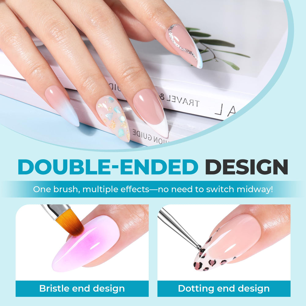UNA GELLA French brush creates clean edge details for salon quality tips