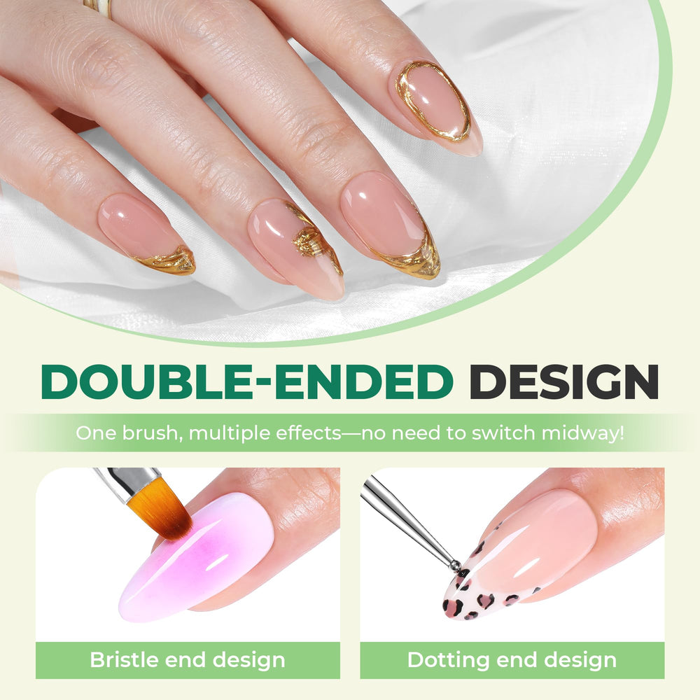 UNA GELLA Nail Art Pens green French brush helps crisp edge techniques