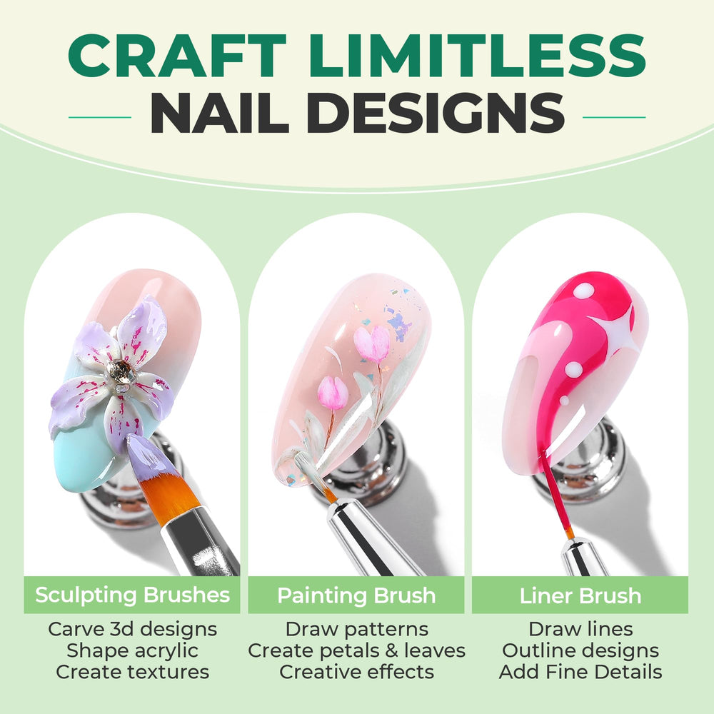 UNA GELLA Nail Art Pens green painting brush delivers bold fills and even coverage