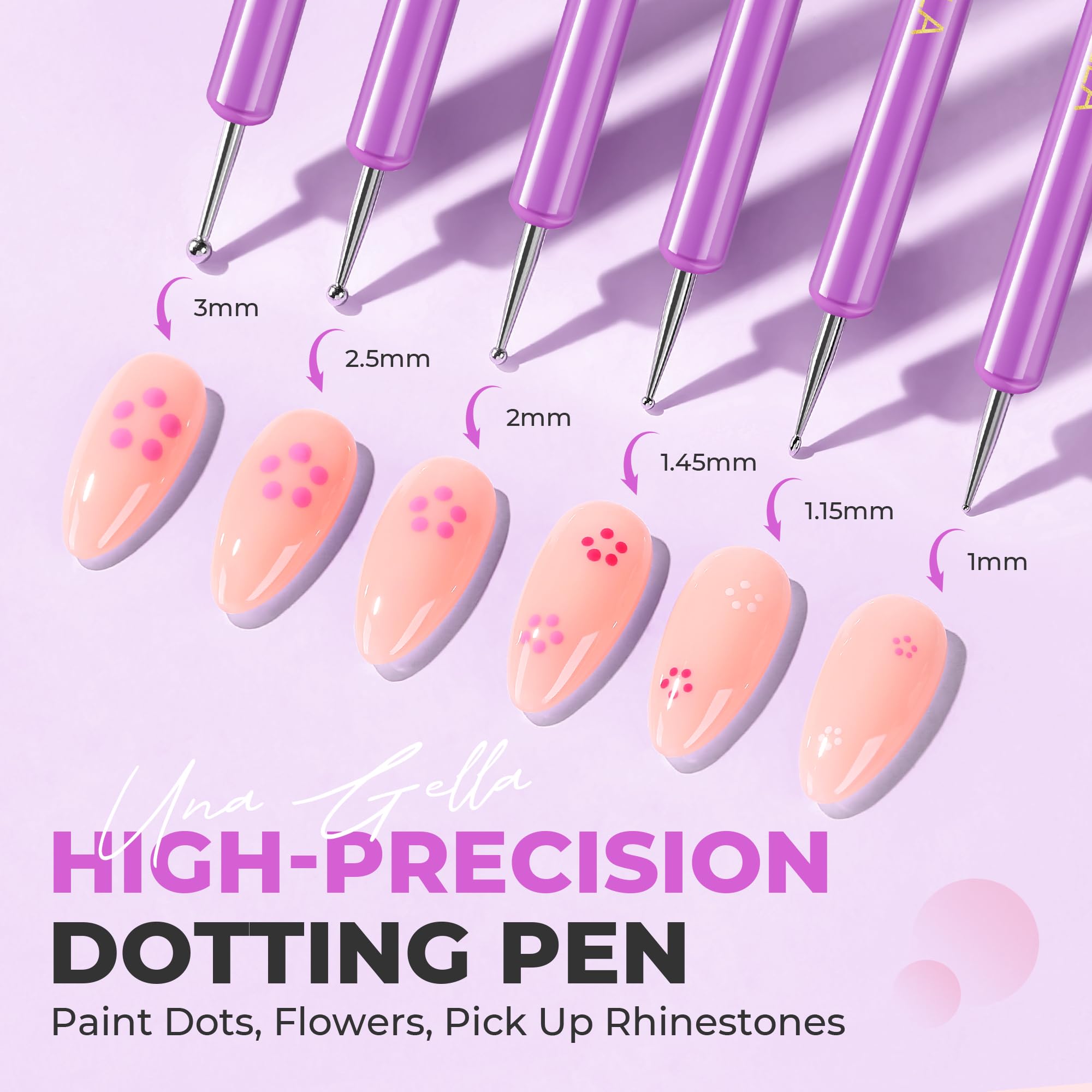 UNA GELLA Nail Art Pens durable ergonomic handle provides comfortable grip during long sessions
