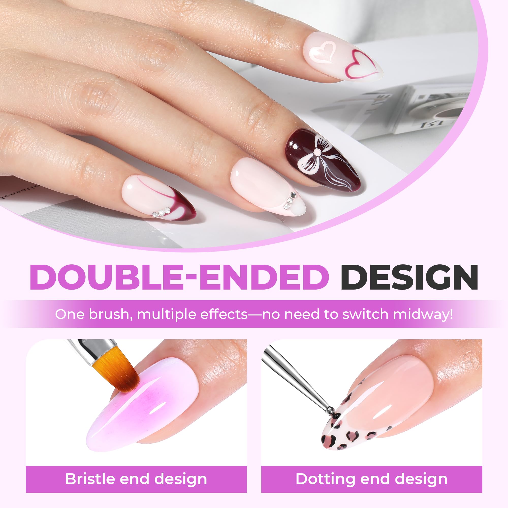 UNA GELLA Nail Art Pens flat brush closeup highlights smooth coverage and clean lines