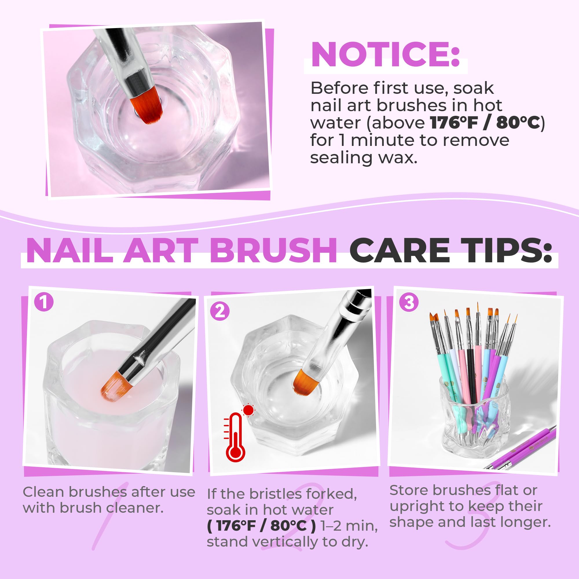 UNA GELLA Nail Art Pens storage cap keeps brushes clean and ready between uses