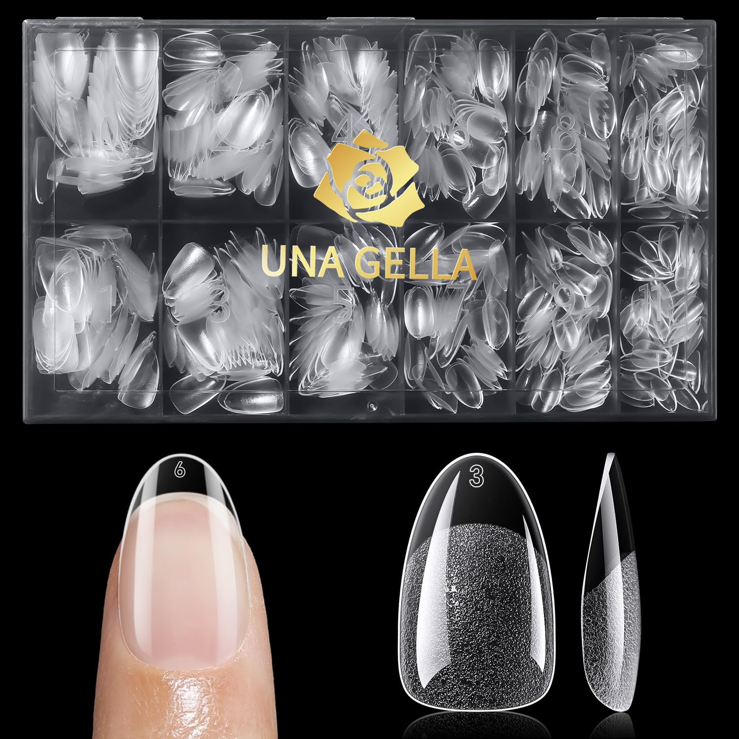 UNA GELLA nail extension demo showing full-cover tip in action