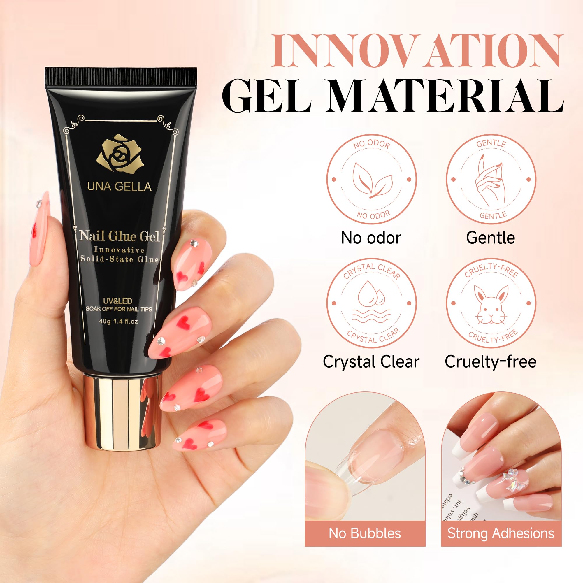 UNA GELLA clear bond delivering a strong adhesion finish.
