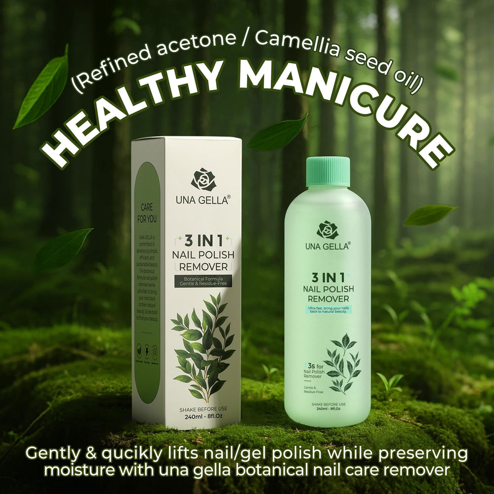 UNA GELLA green tea scent image conveys pleasant aroma during polish removal