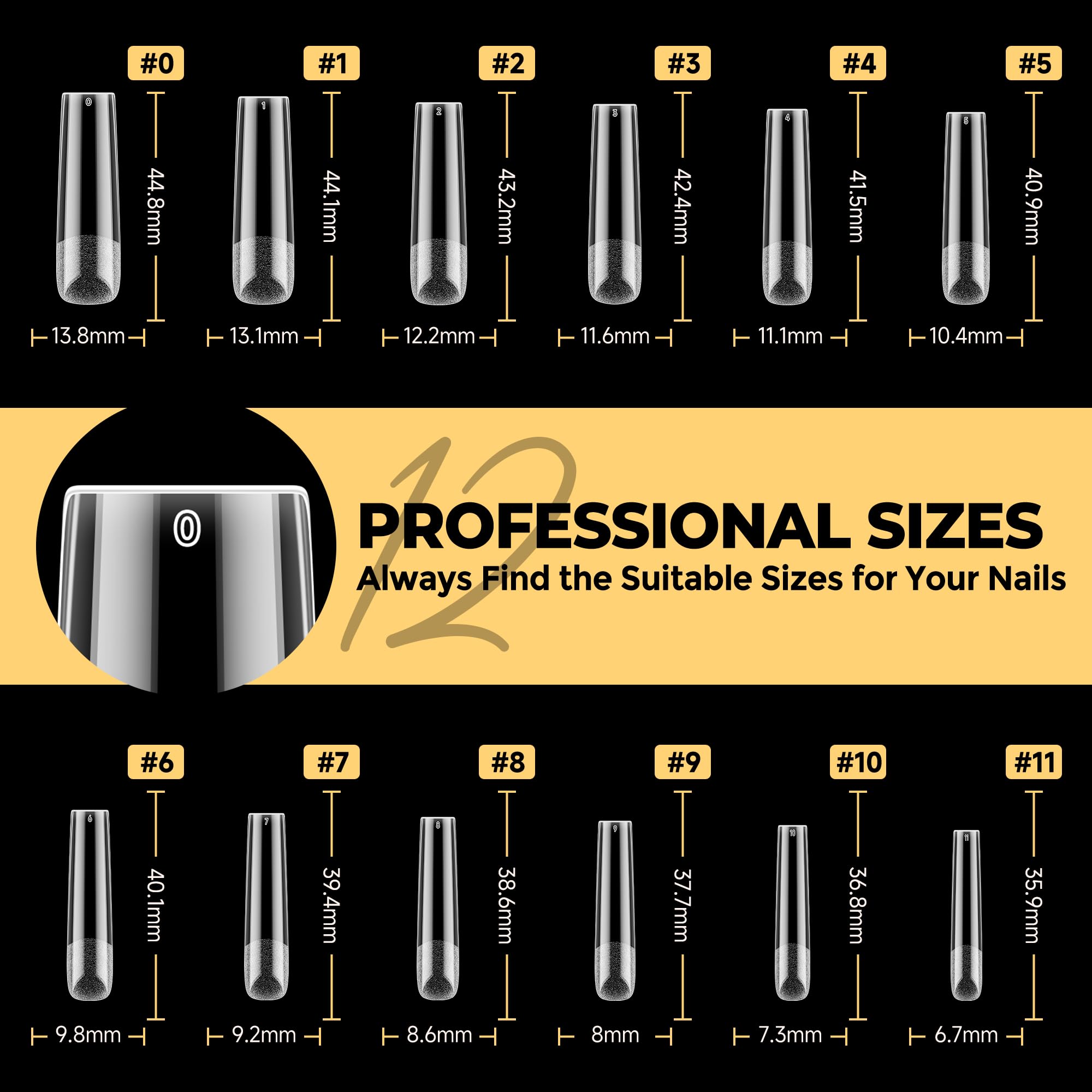 UNA GELLA 12 sizes collection shows adaptable shapes for nails