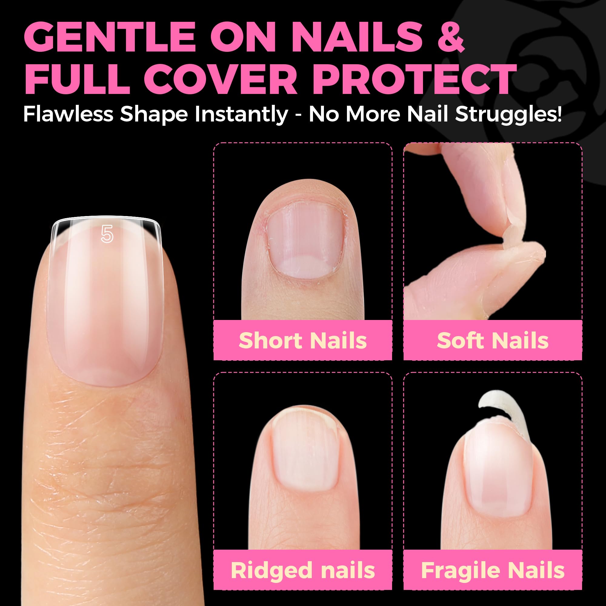 UNA GELLA nail tips; clear cover preserves color.