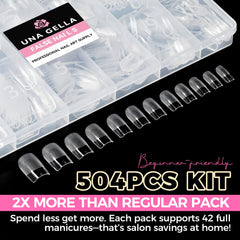 UNA GELLA Nail Tips Square 12-sizes top numbers help you pick the right fit.