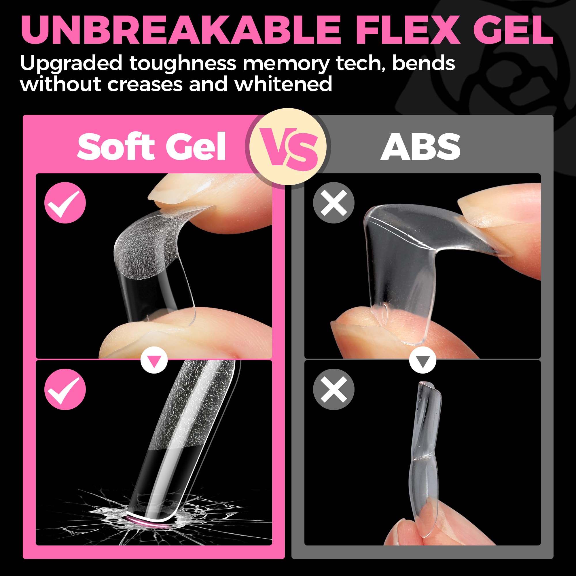 UNA GELLA Nail Tips Square French-style tips ready for elegant at-home nails.