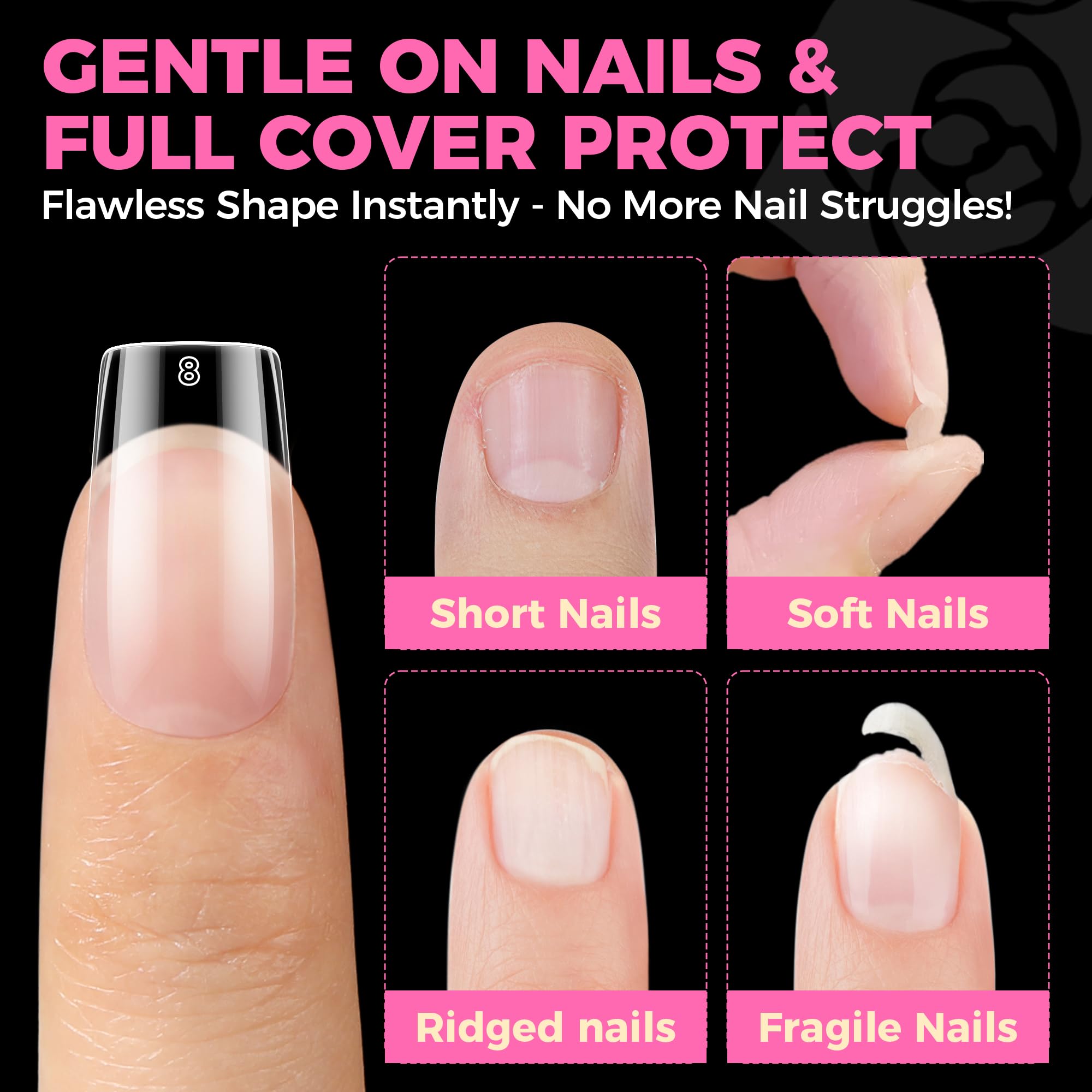 UNA GELLA Nail Tips Square full-cover tips deliver salon-ready length and clarity.