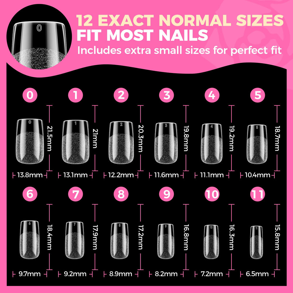 UNA GELLA Nail Tips Square home-kit imagery shows durable, long-lasting wear.
