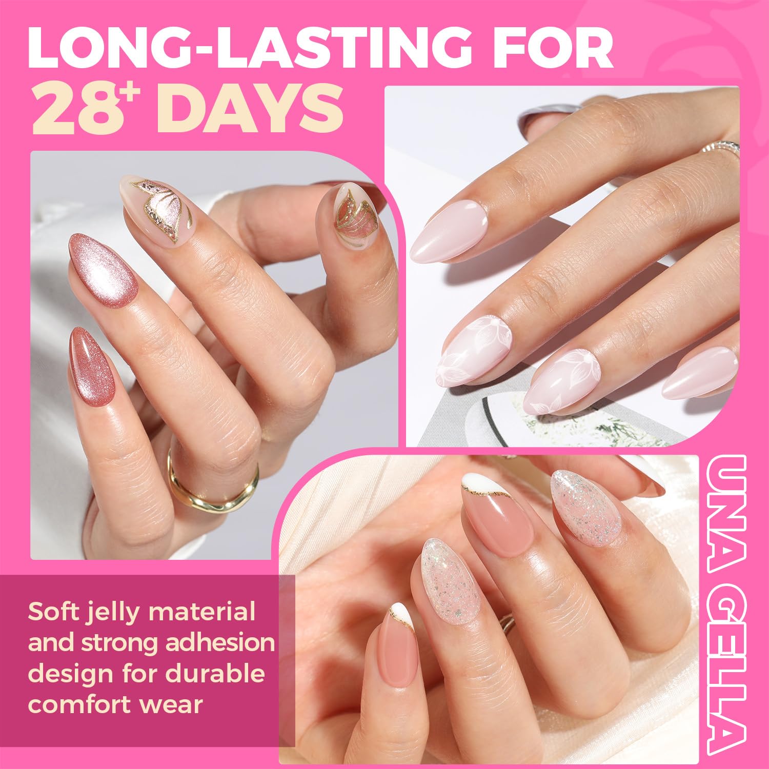 UNA GELLA no-smell gel tips suitable for comfortable at-home manicures