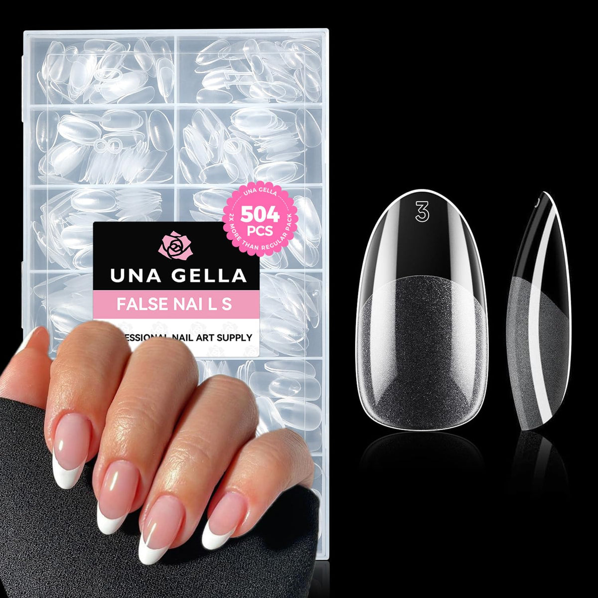 UNA GELLA oval nail tips with no trace for clean press-on results.