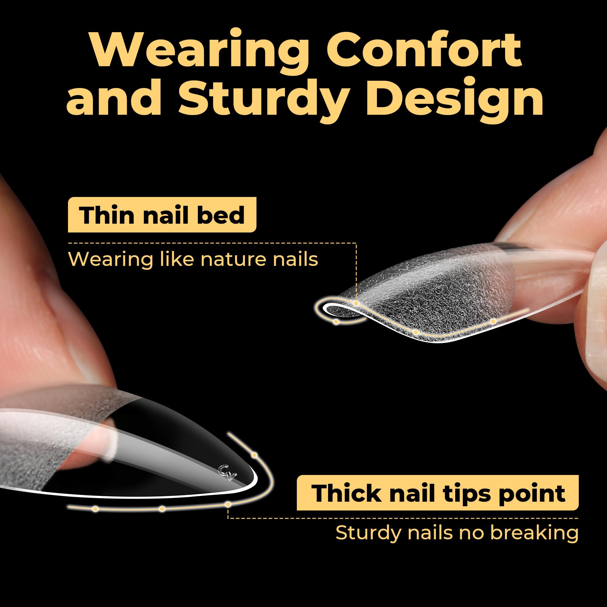 UNA GELLA pre-etched full-cover tips for quick filing and smooth bed