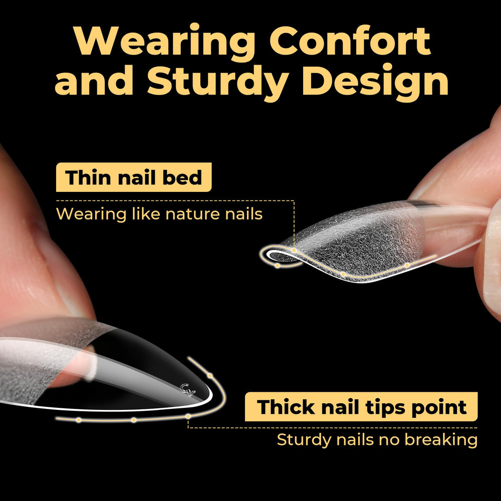 UNA GELLA pre-etched full-cover tips for quick filing and smooth bed