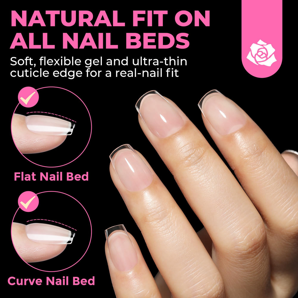 UNA GELLA pre-shaped tips – easy press-on without filing for quick nail upgrades.