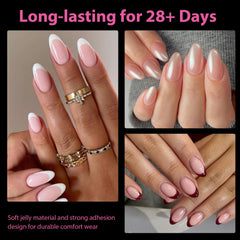 UNA GELLA professional oval almond tips offer clear coverage for salon-like nails.