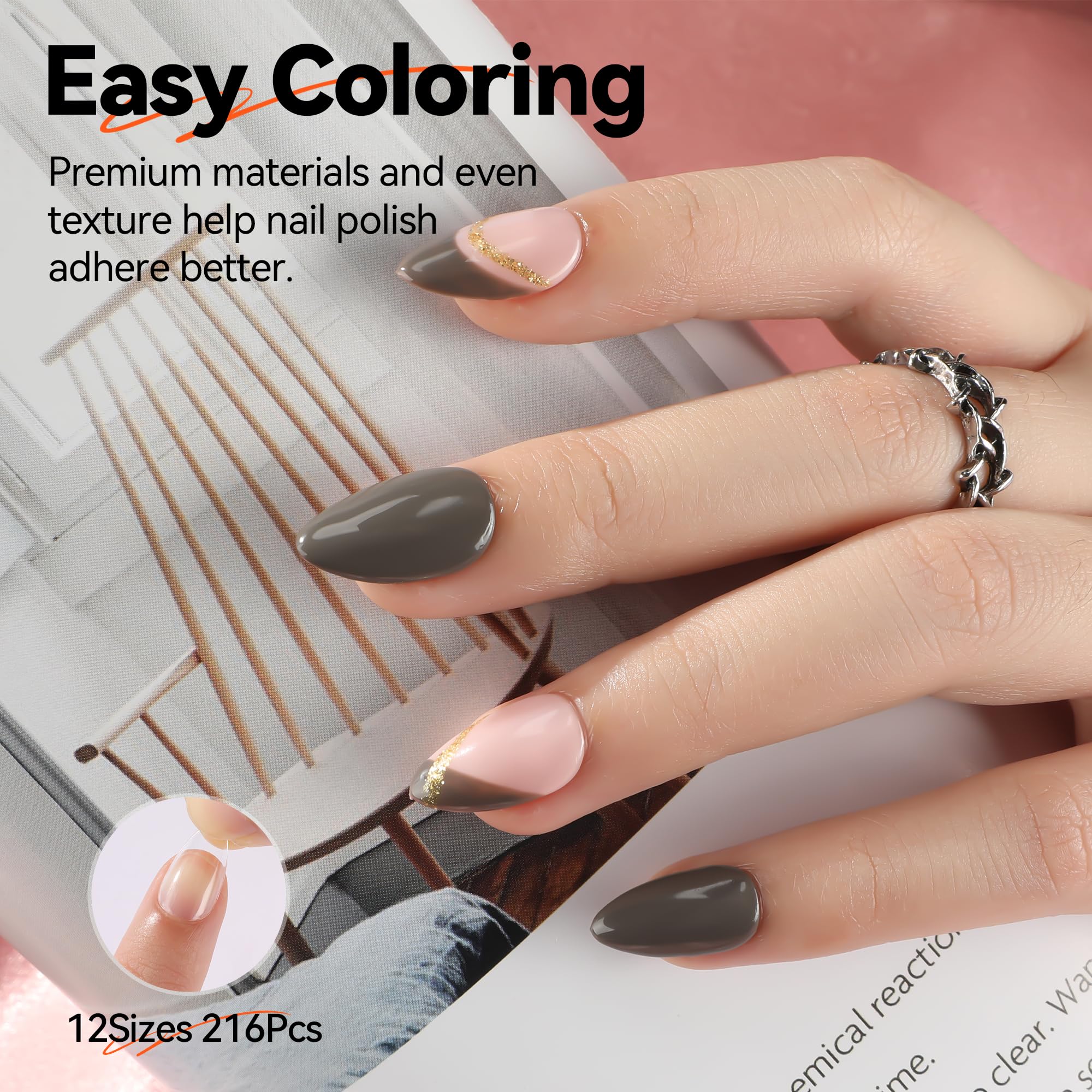 UNA GELLA Short Almond Nail Tips includes 12 numbered sizes for quick selection.