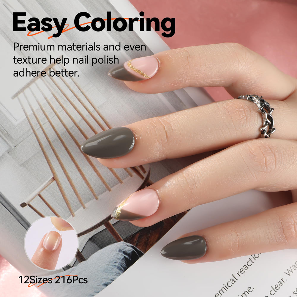UNA GELLA Short Almond Nail Tips includes 12 numbered sizes for quick selection.
