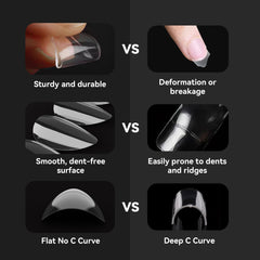 UNA GELLA tapered back edge aligns with natural nail for precise fit.