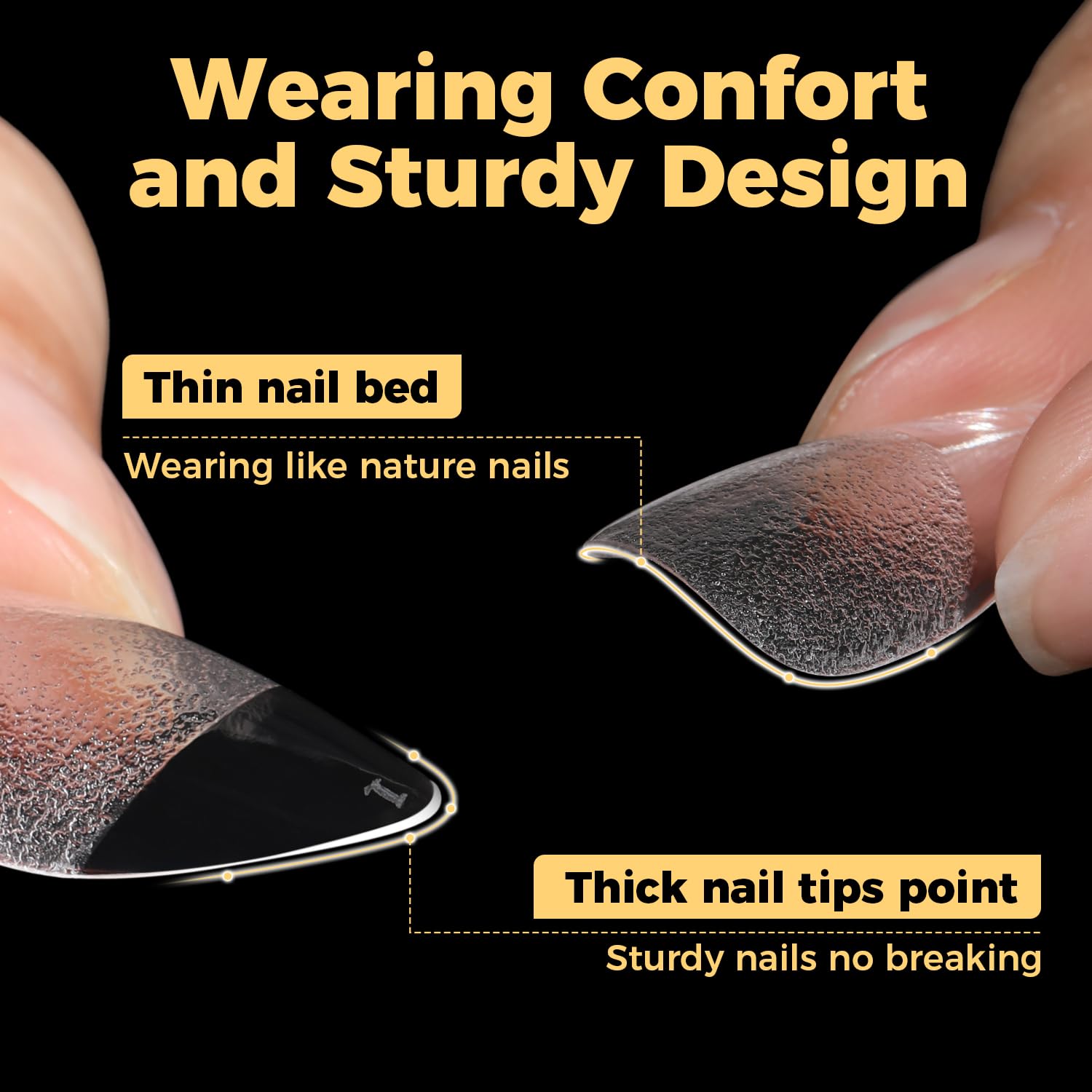 UNA GELLA Short Almond Nail Tips easy application with smooth edges.