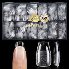 UNA GELLA short coffin tips 600-piece box for easy home DIY extensions