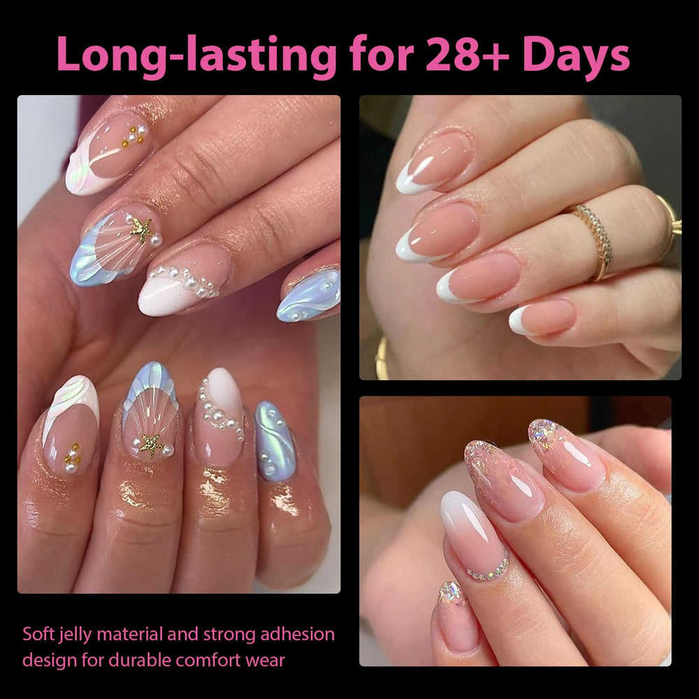UNA GELLA short oval almond tips used with gel or acrylic for lasting salon-like nails